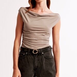 Abercrombie & Fitch Light Brown Asymmetrical Twist Top